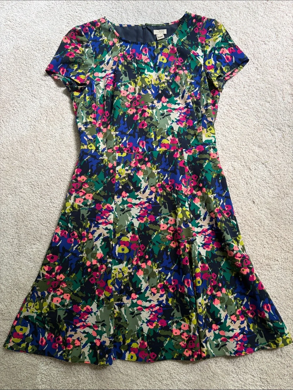 J. Crew Floral Fit-and-Flare Dress in Multi-Color
